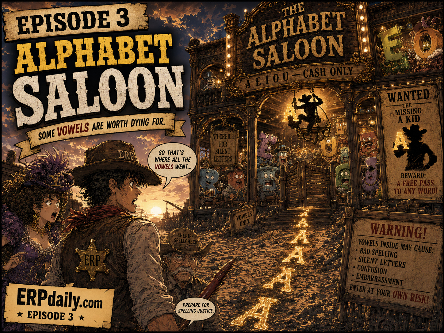 Episode 3: A-shaped footprints lead to the Alphabet Saloon.